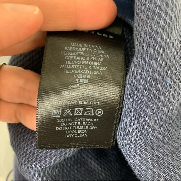 Whistles Tie Waist Linen Jumpsuit Womens US 10 UK 14 Wide Leg Crop Pockets Navy - Picture 9 of 16